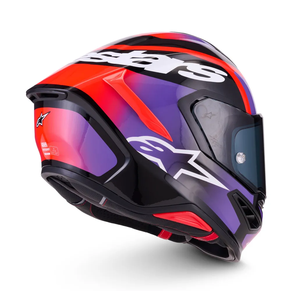 Alpinestars S-R7 Lumen Helmet ECE06 - Black/Purple/Fluro Red/White