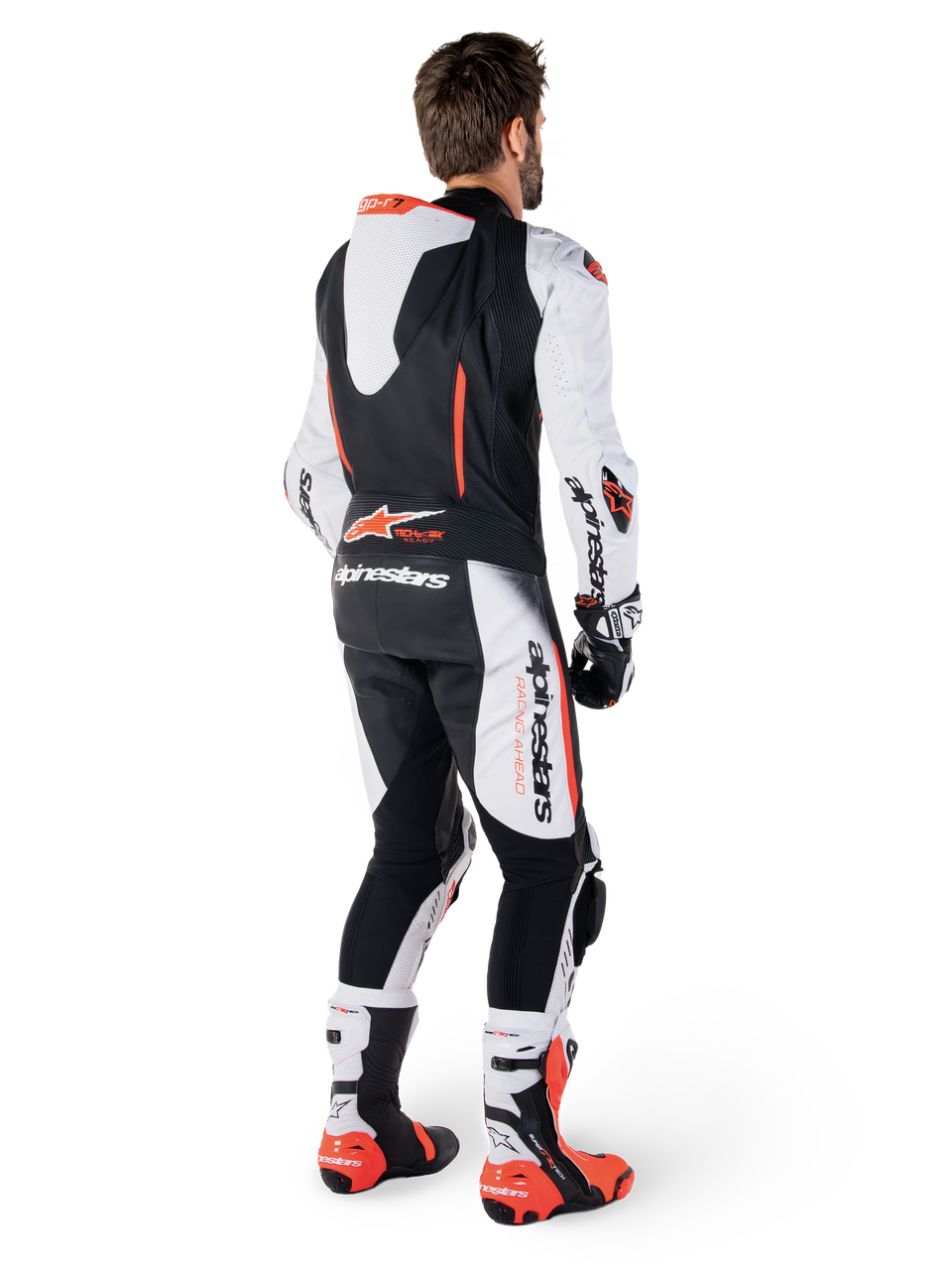 Alpinestars GP-R7 1 Pce Leather Suit - White/Black/Fluro Red