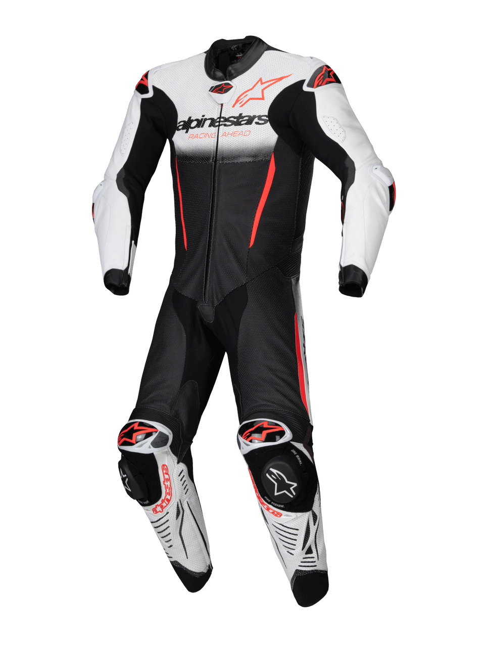 Alpinestars GP-R7 1 Pce Leather Suit - White/Black/Fluro Red