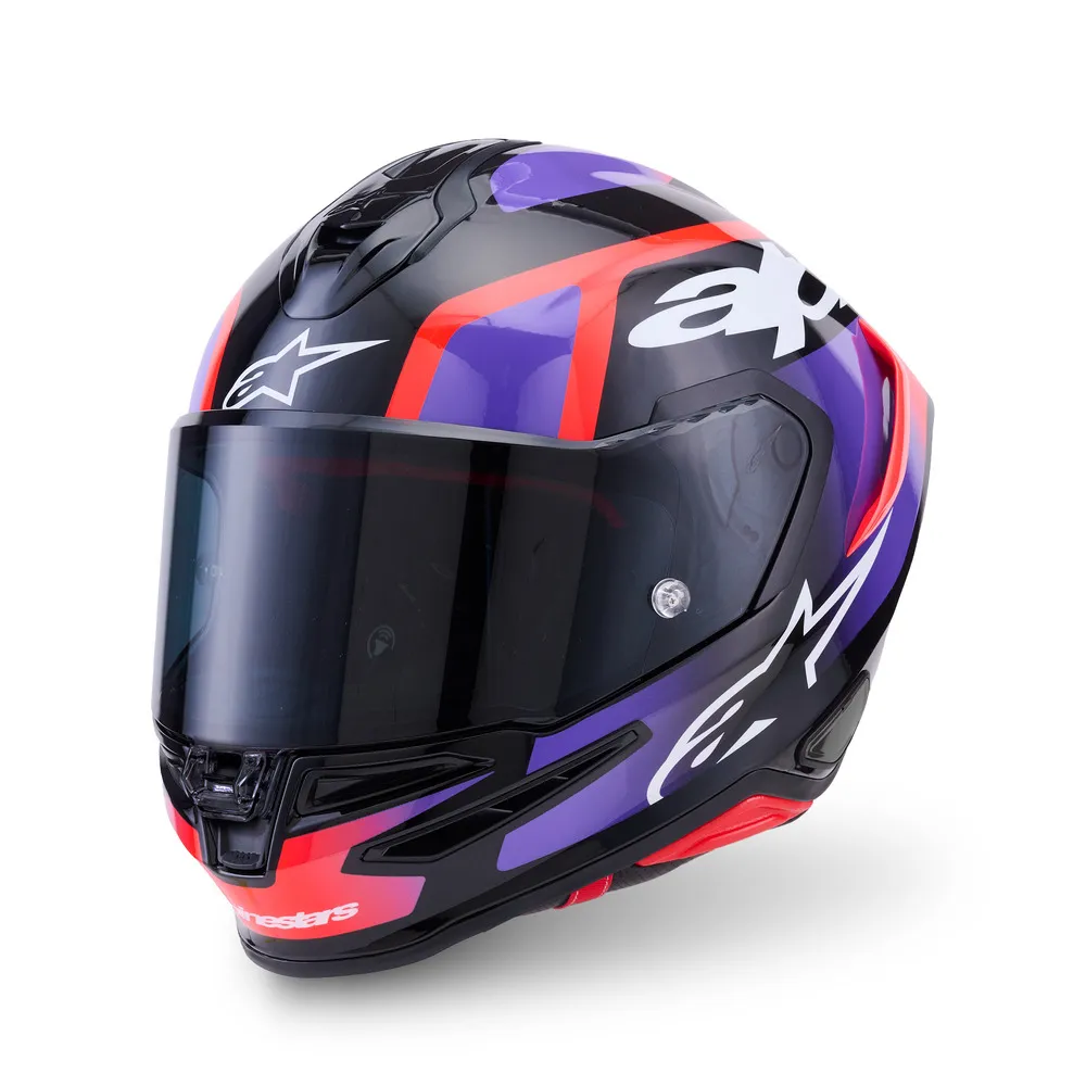 ALE　イタリア製　PR-Sシリーズ ホワイト ブラック レッド Alpinestars S-R7 Lumen Helmet ECE06 - Black/Purple/Fluro Red/White