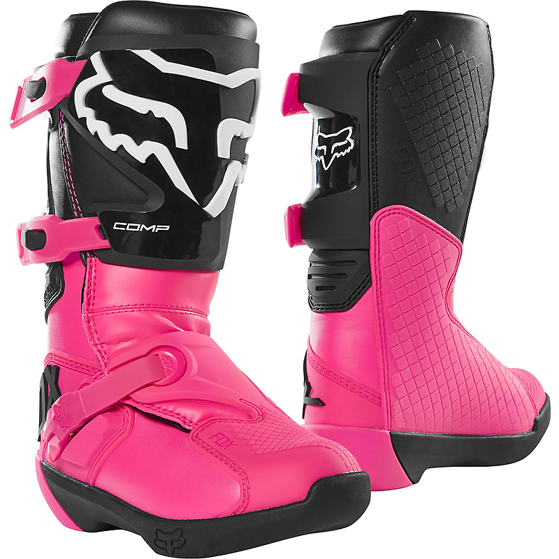 Fox Youth Comp Boots - Black/Pink