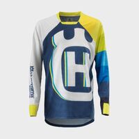Husqvarna Kids Railed eDrive Shirt - White/Blue/Yellow