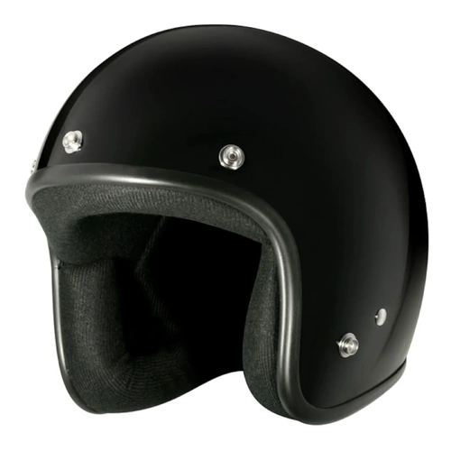 M2R 225 Solid Classic Studs Open Face Helmet - Black