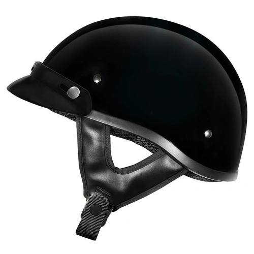 M2R Rebel Solid Classic Shorty Studs Open Face Helmet - Black - S - SKU:1113532