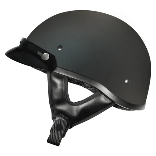 M2R Rebel Solid Classic Shorty Studs Open Face Helmet - Matte Black - XS - SKU:1113538