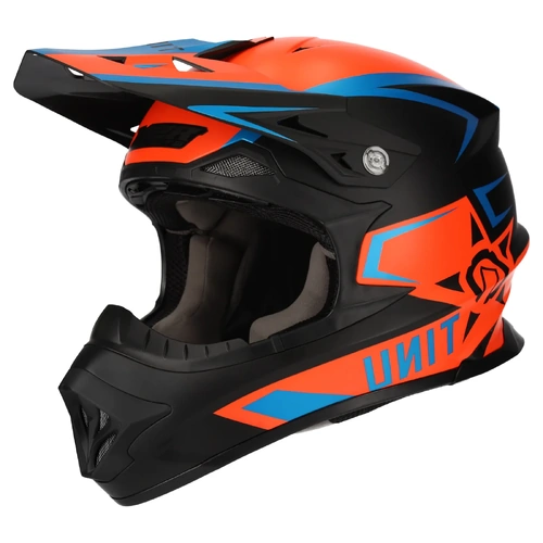 M2R Exo Unit Protech MX Helmet (PC-8F) - Matte Orange/Blue - XS - SKU:1123026