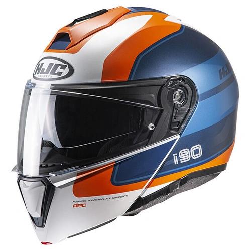 HJC i90 Wasco MC-27SF Modular Helmet - Blue/White/Orange - XL - SKU:1123434