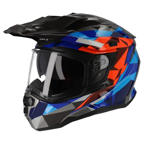 M2R Hybrid Poly Adventure Helmets (PC-1) - Black/Blue/Red - XS - SKU:1124623