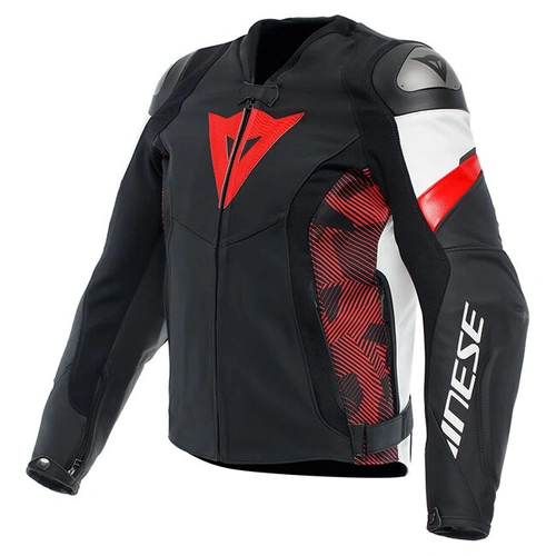 Dainese Avro 5 Leather Jacket - Black/Lava Red/White - 62 - SKU:2125218