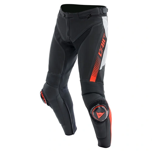 Dainese Super Speed Perforated Leather Pants - Black/White/Fluro Red - 46 - SKU:2125255