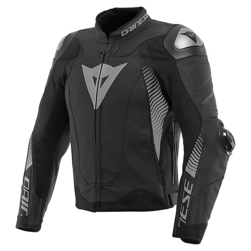 Dainese Super Speed 4 Leather Jacket - Matt Black/White/Fluro Red