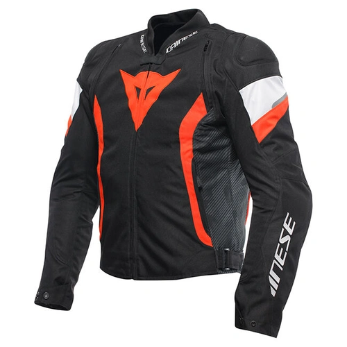 Dainese Avro 5 Tex Jacket - Black/Fluro Red/White - 60 - SKU:2125584
