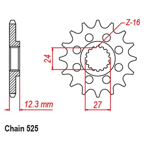 Front Sprocket - Steel  16T 525P
