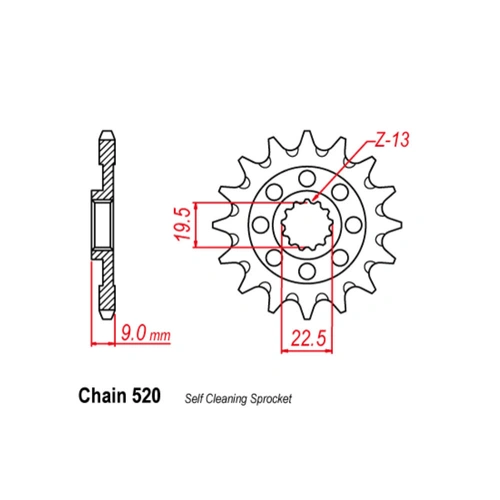 Front Sprocket - Steel  13T 520P