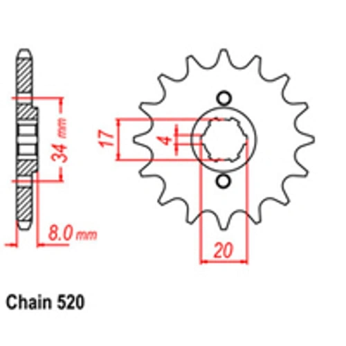 Front Sprocket - Steel  14T 520P