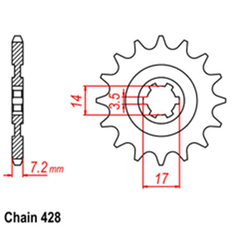 Front Sprocket - Steel 13T 428P - SKU:3104513