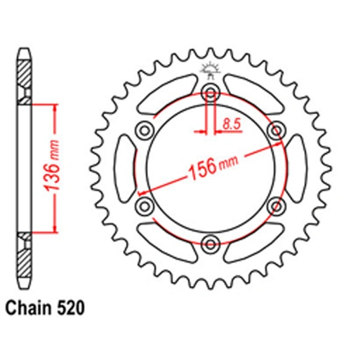 Rear Sprocket - Steel 45T 520P