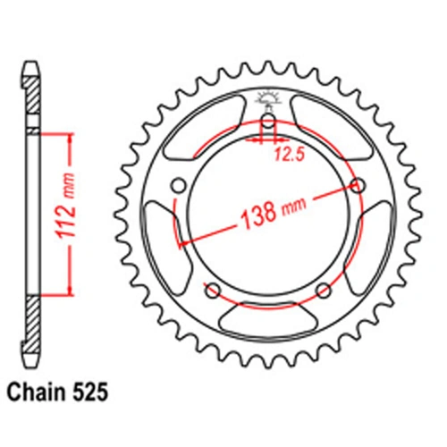 Rear Sprocket - Steel 44T 525P