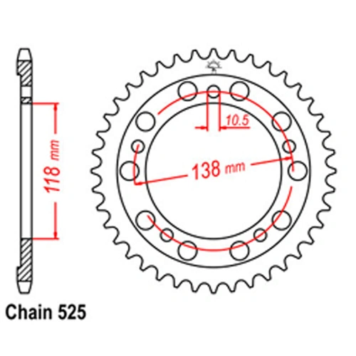 Rear Sprocket - Steel 39T 525P