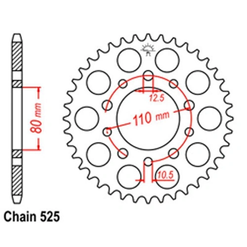 Rear Sprocket Steel 40T 525 D/D