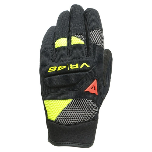 Dainese VR46 Curb Short Tex Gloves - Black/Anthracite/Fluro-Yellow - XXS - SKU:4006838