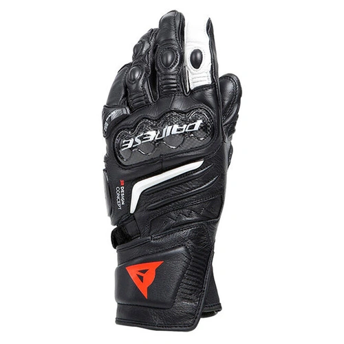 Dainese Ladies Carbon 4 Long Leather Gloves - Black/Black/White - L - SKU:4007269