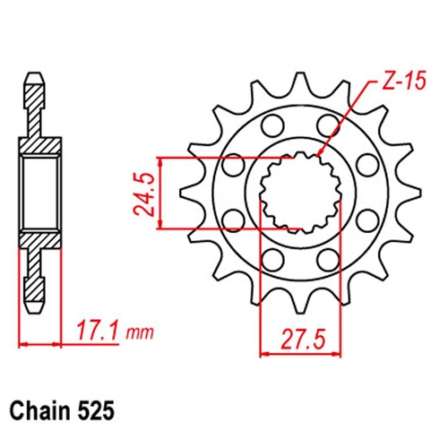 Front Sprocket - Steel 16T 525P