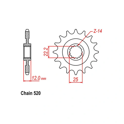 Front Sprocket - Steel 13T 520P