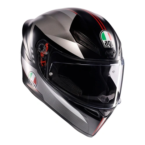 AGV K1S Lap Full Face Helmet - Matte Black/Grey/Red - XL - SKU:77-956-04