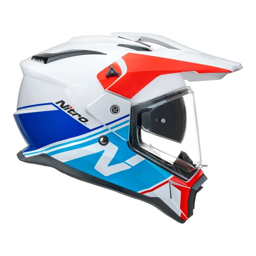 Nitro MX780 Adventure Gloss Helmet - White/Light Blue/Red/Blue - S - SKU:85-621-05