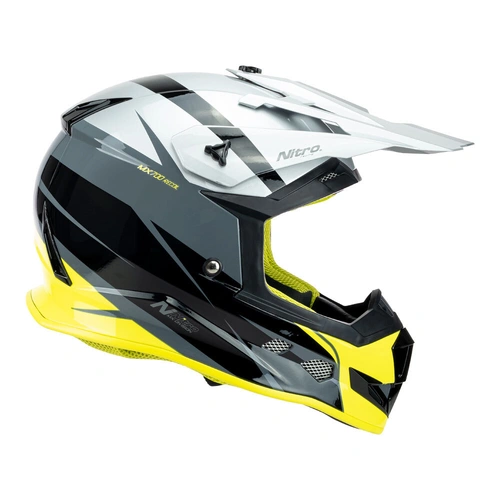 Nitro MX700 Recoil Helmet - Grey/Black/Fluro Yellow - M - SKU:85-720-07