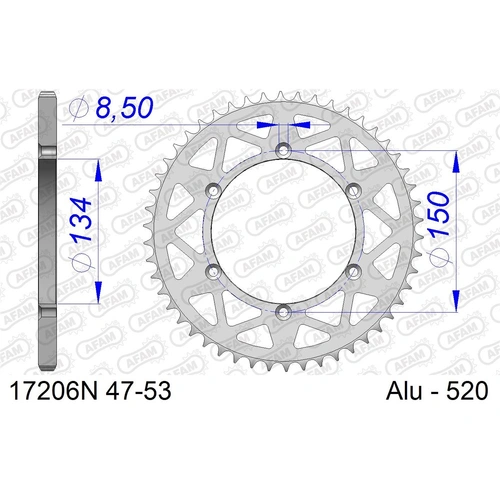 AFAM A47 520 Rear Sprocket - Kawasaki KX/KDX/KLX - 47T