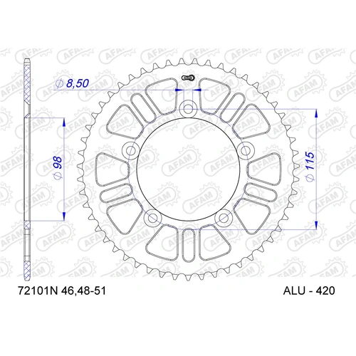 AFAM A45 420 Rear Sprocket - KTM 60-65 SX Nla - 45T
