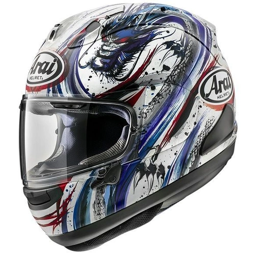 Arai RX-7V Evo Kiyonari Trico Helmet - White/Blue/Red - S - SKU:AH44KYTCM3