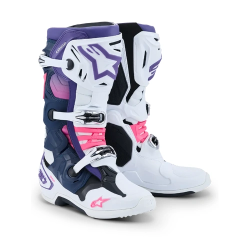 Alpinestars 2026 Tech 10 MX Boots - White/Violet/Navy Blue/Fluro Pink