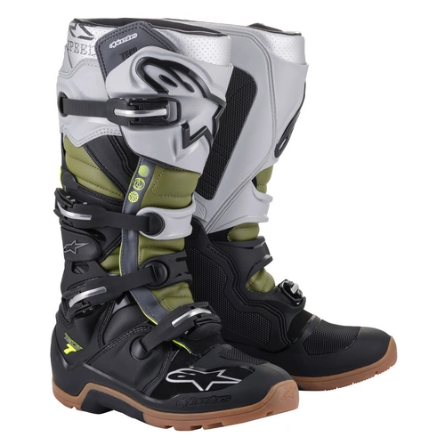 Alpinestars Tech 7 Enduro Boot - Black/Silver/Military Green - 14 - SKU:AS2012114191614