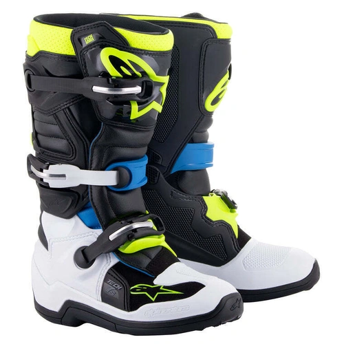 Alpinestars Tech 7S Youth Boots - Black/Enamel/Blue/Yellow - 4 - SKU:AS2015017179504