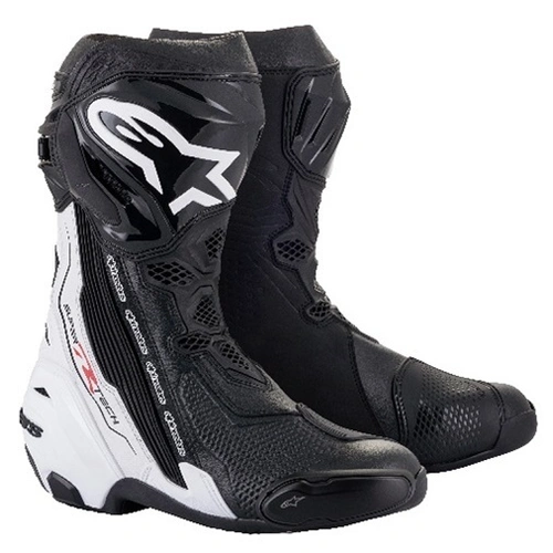 Alpinestars Supertech R V2 Vented Road Boots - Black/White - 42 - SKU:AS2220121001242