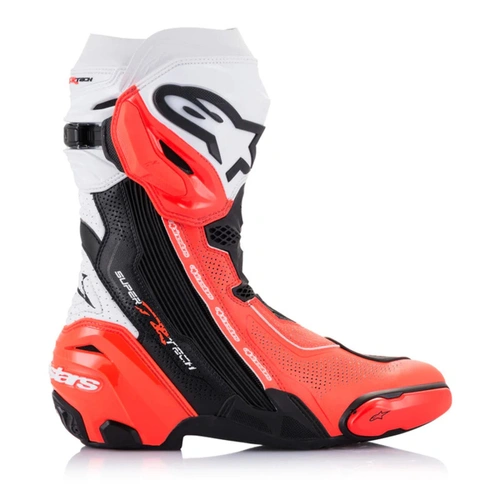 Alpinestars Supertech R V2 Boot - Black/White/Fluro Red - 48 - SKU:AS2220121012448