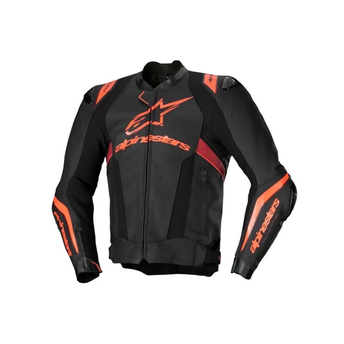 Alpinestars Missile V3 Ignition Leather Jacket - Black/White/Fluro Red - 46 - SKU:AS3100325136546