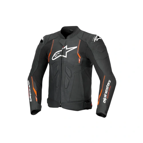 Alpinestars Dusk Airflow Leather Jacket - Black/Fluro Red - 48 - SKU:AS3100525103048