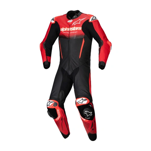 Alpinestars GP-R7 1 Pce Leather Suit - Black/Mid Red - 50 - SKU:AS3150125140550