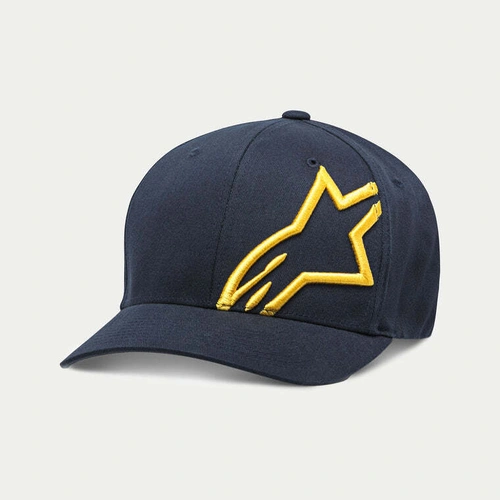 Alpinestars Corp Shift 2 Curved Bill FlexFit Hat - Navy/Gold - S/M - SKU:AS3281008705982