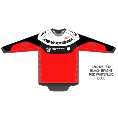Alpinestars 2027 Pro-Dura Jersey - Black Bright Fluro Red White Blue - S - SKU:AS3760125134256