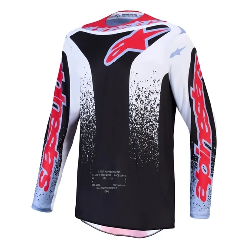Alpinestars 2027 Fluid Drag Jersey - Black White Light Blue Fluro Red
