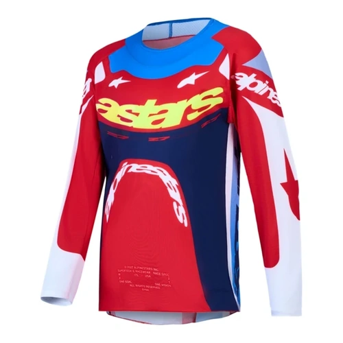 Alpinestars 2027 Supertech Dyna Youth Jersey - Fire Red White Navy Blue