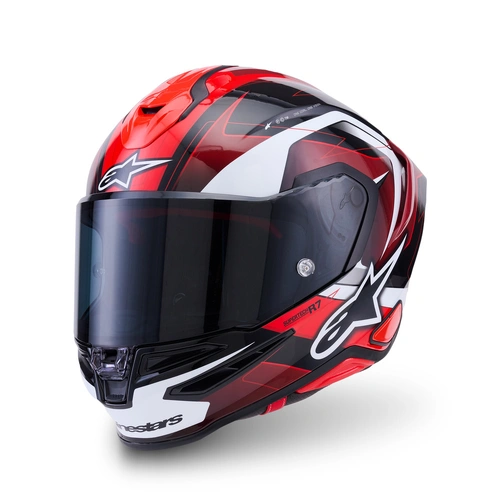 Alpinestars S-R7 Kinetis Helmet ECE06 - Black/White/Red Gloss