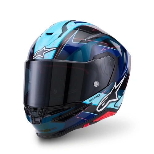 Alpinestars S-R7 Kinetis Helmet ECE06 - Black/Blue/Fluro Pink/White Gloss