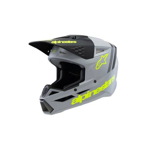 Alpinestars SM3 Radium Youth Helmet - ECE06 - Grey/Black/Fluro Yellow Matte - YS - SKU:AS8301925951048