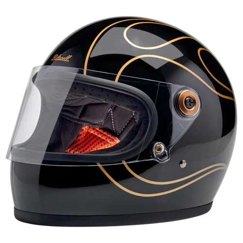 Biltwell Gringo S ECE 22.06 Helmet - Gloss Black Flames - XS - SKU:BW100350567154